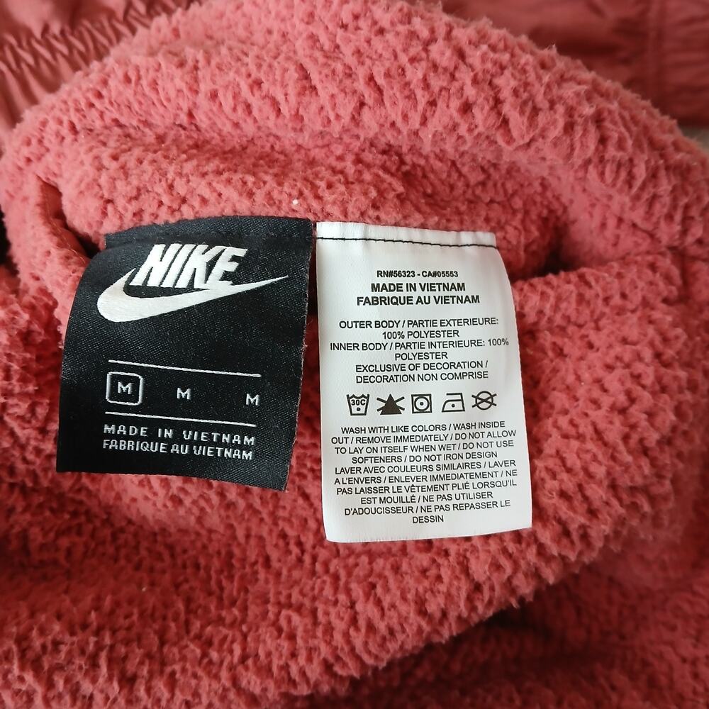 Nike Jacket Coat Reversible Boa Womens SZ M Oversized Fleece & Poly Big Swoosh - Picture 10 of 12